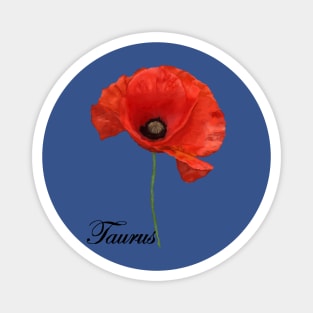 Taurus Horoscope Zodiac Poppy Art Hand Drawn Magnet